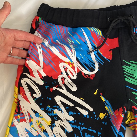 BKYS Lucky Charm Black Keys Sweatshorts Men M Feeling Lucky Bunny Pull On String - Picture 5 of 15